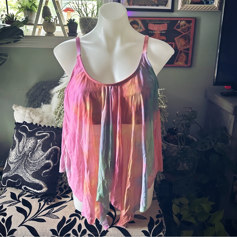 [ 2 FOR $20 ] MULTICOLORED BIKIN TOP WITH MESH COVERING - Picture 6 of 6